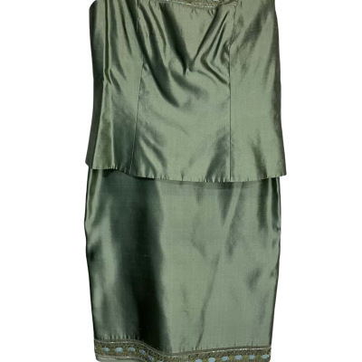 Anthea Crawford Green Silk Skirt & Top Set