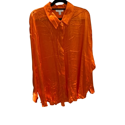  Topshop Womens  Size 14 Button Up Top Orange 