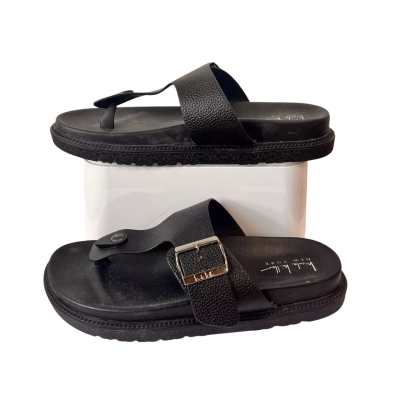 Nicole Miller New York Womens Size 8.5 Black Buckle Toe Loop Sandals