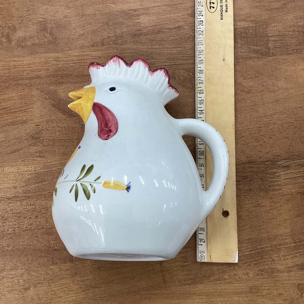 Vintage Italian Hand Painted Ceramic Rooster Jug