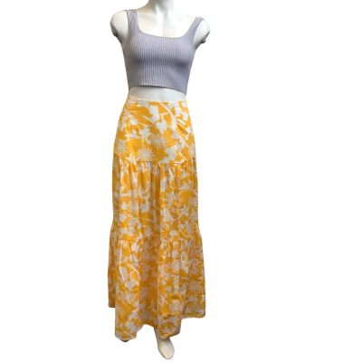 Brand New Showpo Womens  Size 8 Floral Maxi Skirt Yellow / White