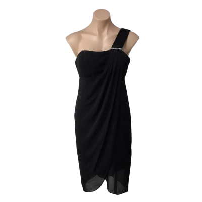 Paco PM Womens Size 10 Black Wrap Around One-Shoulder Cocktail Dress (new)