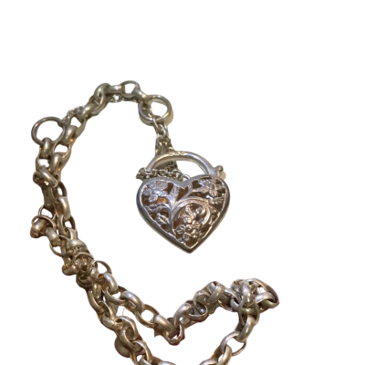  Womens S/Silver Heart Bracelet