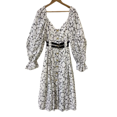 AJE Womens  Size 12 Maxi Dress White/Black