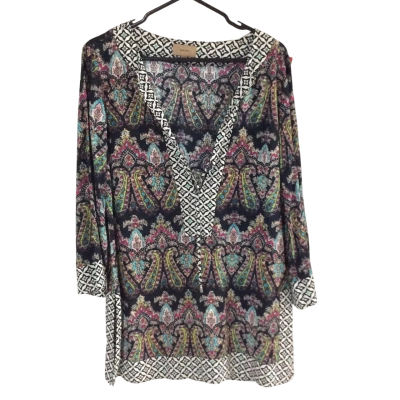 Kachel Womens  Size S Long Sleeve Dress Black  / Green / Pattern / Pink  / White 