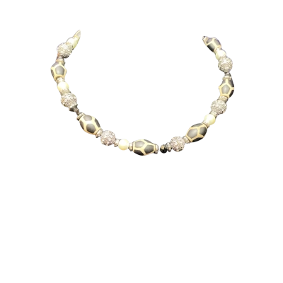 Fifth Avenue Collection Womens 40-45cm Necklace Black/Silver Look/White