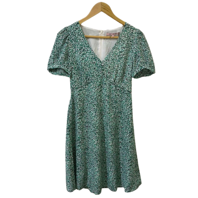 Review Womens  Size 6 Short Sleeve Dress  Black  / Green / White 
