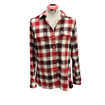 R.M. Williams Womens  Size 8 Button Up Top Red / Striped / White 