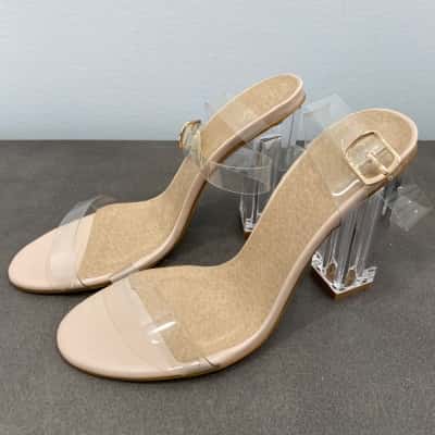 Billini Womens Clear Heeled Sandal Size 6 Nude 