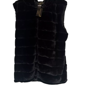  Womens  Size M Black  faux fur vest
