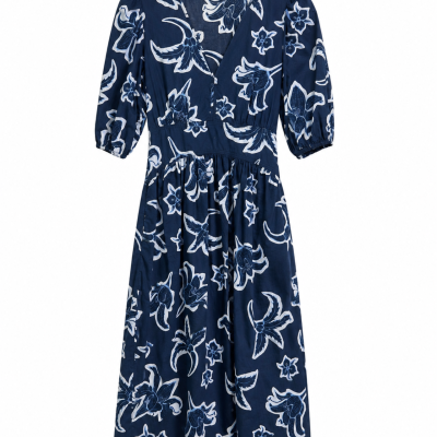 Country Road Navy Floral Midi Dress – Size 4