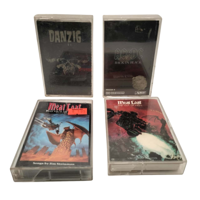 Danzig - Danzig, AC/DC - Back in Black, Meat Loaf Bat out of Hell I & II (four tapes) Good Condition.Meat Loaf ‎– Bat Out Of Hell I