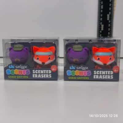 2x Smiggle Scents Crazy Critters Scented Erasers As New 