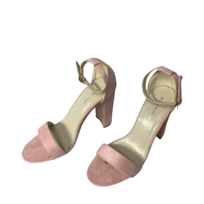 Glamorous Womens Size 38 Blush Pink Block Heel Ankle Strap Sandals (new)