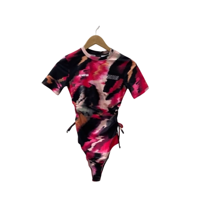 P.E Nation Womens  Size XXS Short Sleeve One Piece Swimsuit Pink / Black