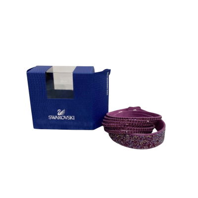 Swarovski Purple Crystal and Leather Bracelet 36cm 