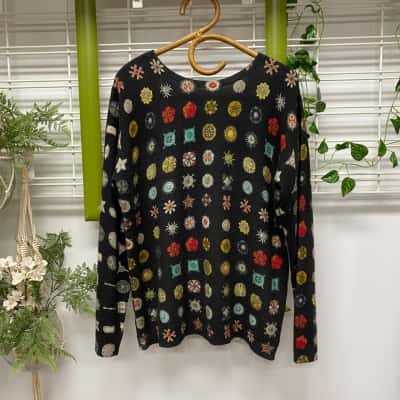  Jei's Womens Crew Neck 100% Cashmere Jumper Multicoloured 