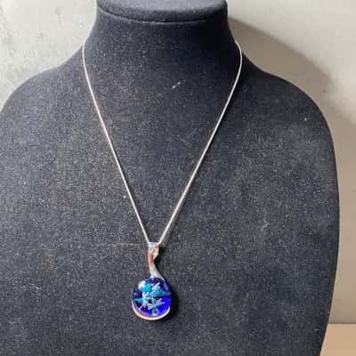 Liquid Crystal AU Silver Fine Snake Chain Necklace
