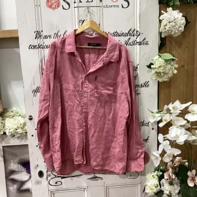 RB Sellars Brand! 100% LINEN LONGSLEEVE BUTTON UP SHIRT! COLOUR; MUSK, ROSELLA PINK BLUSH! Mens  Size XXL Business Shirt / Long Sleeve Shirt Other / Pink  