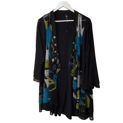 TS Womens  Size XL Open Jacket Black  / Blue / Green 