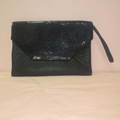 Mimco Black Metal Mesh Origami Envelope Pouch