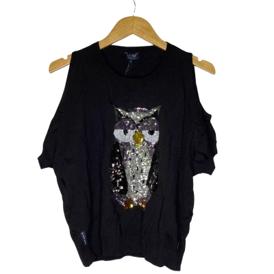 Armani Jeans Womens  Size 38 Short Sleeve Top Animal print / Black  / Silver 