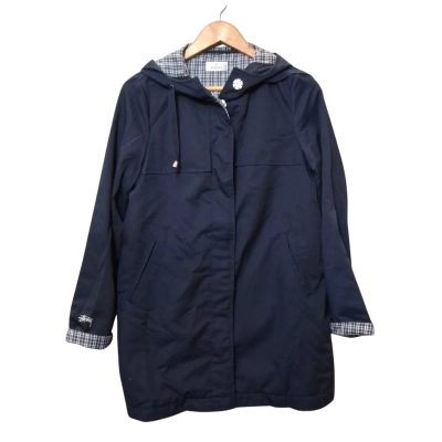 Stussy Women's Size 10 Navy Blue Hooded Jacket 