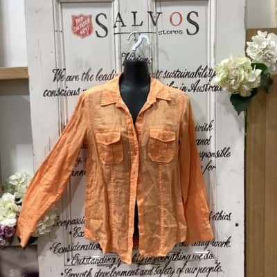 Witchery Brand! STUNNING ORANGE COLOURED LONG SLEEVE BUTTON UP SHIT! Womens  Size 8 Button Up Top / Long Sleeve Shirt Orange 