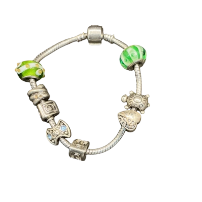  Womens Charm Bracelet Blue / Green / Silver 