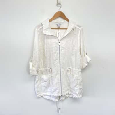 Tommy Bahama White Two Palms 100% Linen Anorak  Size L 