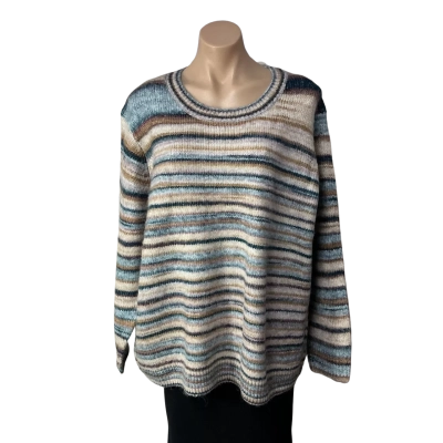 Suzannegrae Womens Size 3XL Multicoloured Striped Crew Neck Jumper