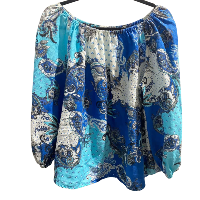 Country Road Womens Size 10 Black/ Blue / Pattern / White Top