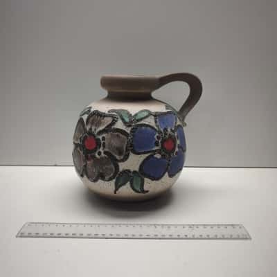 Vintage West German Pottery Floral Pitcher Jug Vase W Germany 134-21