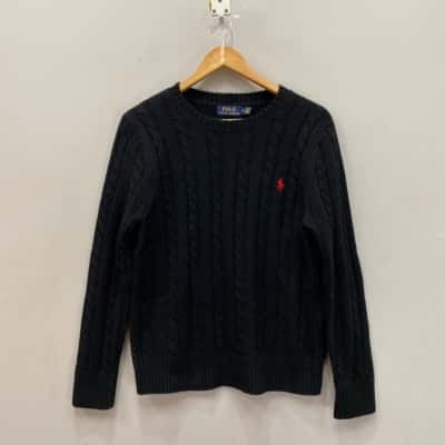 Polo Ralph Lauren Mens  Size S Cable Knit Jumper Black  