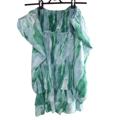 Winnie & Co Womens  Size 12 Off The Shoulder Dress Blue / Green / Pattern / Turquoise 