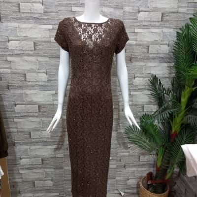 Jacqui-E Women's  Size 12 Bodycon Dress / Formal Dress / Maxi Dress Brown 