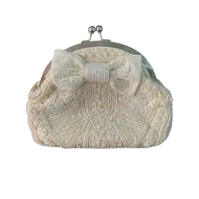 Forever New Womens Beaded Evening Bag Cream / Pearl 