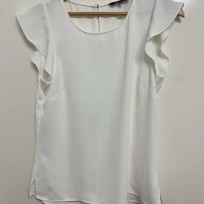 Portmans Women's Size 10 Short Sleeve Top - White 