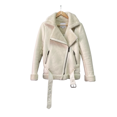 Witchery Womens  Size 8 Fur Trim Jacket Cream 