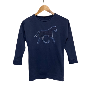  Womens  Size 8 3/4 Sleeve Top Navy Blue 