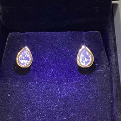  Women's Gold Tone & Cubic Zirconia Stud Earrings 