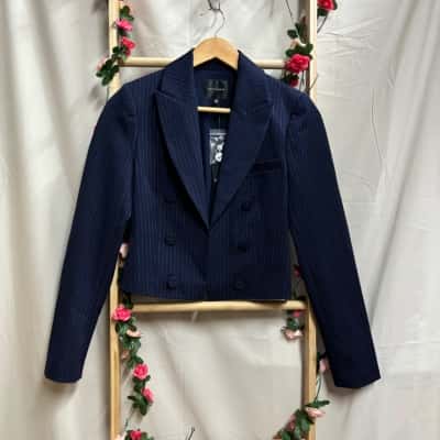 Women Portmans Cropped Pinstriped Suit Jacket Size 8 RRP $149.95