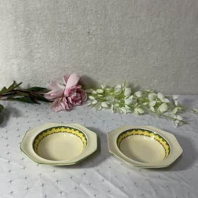 Vintage Royal Staffordshire Pottery Honeyglaze Floral Pattern 2 x Small Octagonal Bowls
