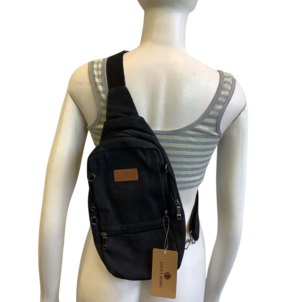BNWT Louies Berry Unisex Cross Body Bag Charcoal