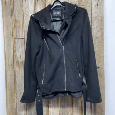 Nana Judy Womens  Size L Black coat with belt 