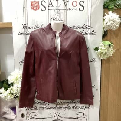 L’AURORE FINE LEATHER BRAND! MADE IN AUSTRALIA! NWOT GENUINE LEATHER ZIPPER JACKET! Womens  Size 5 Leather Jacket / Winter Jacket Maroon 