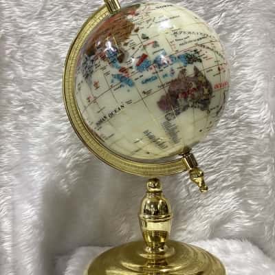 Handcrafted Mother of Pearl & Gemstone World Globe.