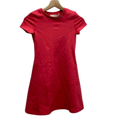   Calvin Klein Jeans Girls Size 10 Midi/ Short Sleeve Dress Hot Pink RRP $99.95