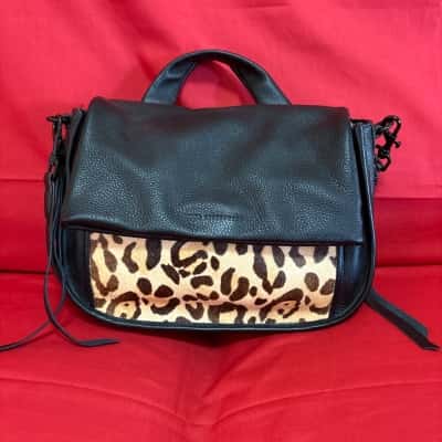  Women’s Amy Kestenberg Leather & Leopard Print Detail “ Astor Place Saddle Bag”
