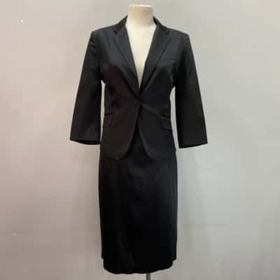 Witchery Womens 2 piece set  Size 12 Skirt. / Size 14 Jacket. Black Sateen